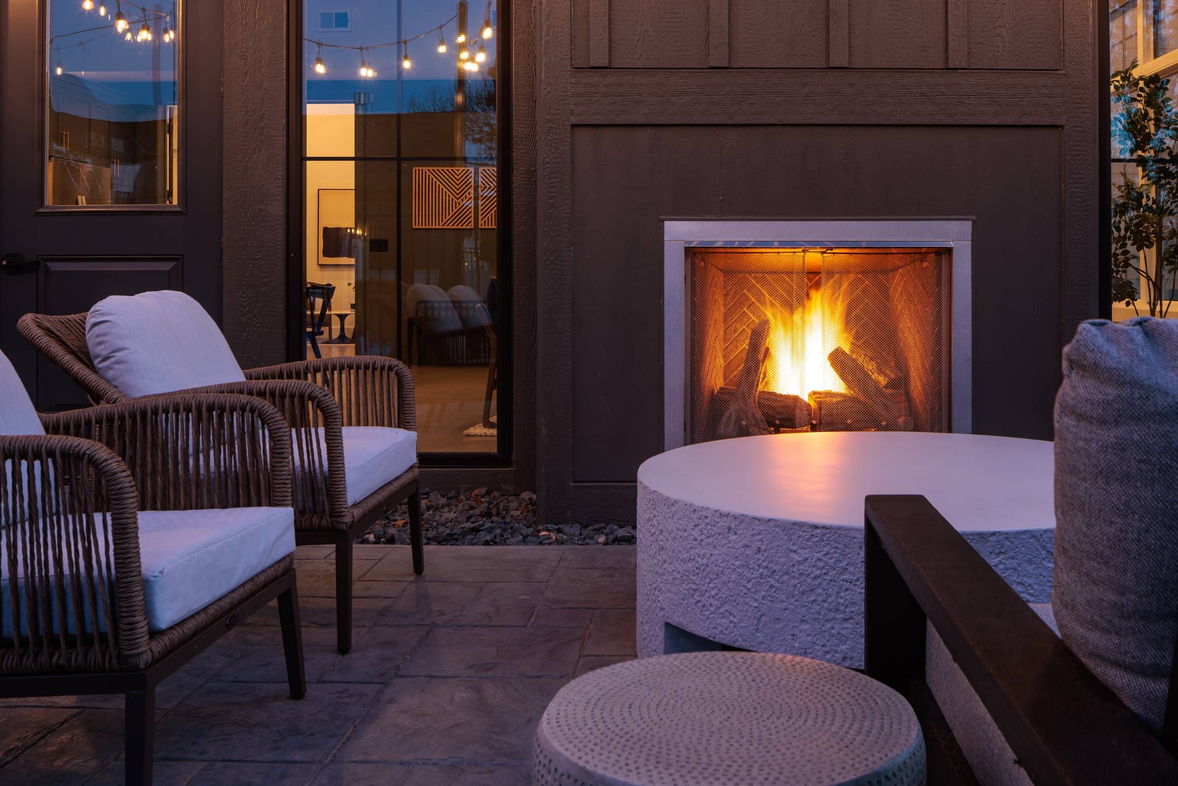 Olive Lane Townhomes outdoor patio with fireplace